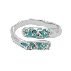 Damen Ring Vintage Original Design Sense Serpentine Blue Texture Intarsien Zirkonring weiblich Vorhänge Ringe Wohnzimmer (Green-A, One Size) von Reepetty