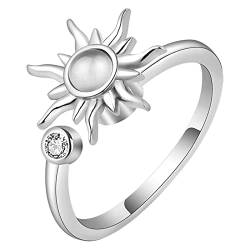 Damen Ringe Modeschmuck Breit Sexy Vorübergehendes Warntelefon Weißer Mikro-Silberstein Einfaches kleines offenes Mund-Legierungs-Sonnenwarn-Finger-Geschenk Ringe Basteln Metall Klein (A, One Size) von Reepetty