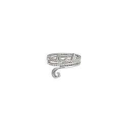 Damen Ringe mit Zirkonia Netter silberner Ring-weiblicher Mikro-eingelegter vorzüglicher Zirkon-Zeigefinger-Ring-Ring Der Ringe Tasse Thermoeffekt (Silver-5, One Size) von Reepetty