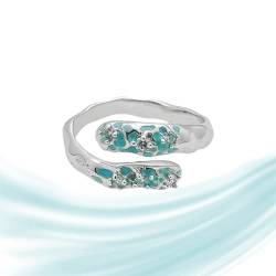 Damenring Original Design Sense Serpentine Blue Texture Intarsien Zirkonring weiblich Ringe Für Laufstall (Green-A, One Size) von Reepetty