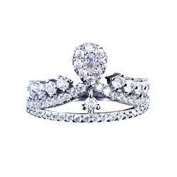Diamond Set Crown Ring für Frauen Modeschmuck beliebte Accessoires Damenring Edelstahl Glasstein (h-Silver, One Size) von Reepetty