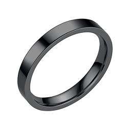 Echt Ringe Für Herren 3MM Edelstahl Massive Ringe Ehering Ringe Für Frauen Ringe Für Männer Glatte Ringe Geometrie Ringe Größe 6 13 D Ringe Für Hundeleine (Black, 7) von Reepetty