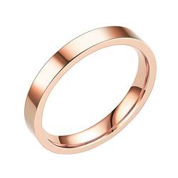 Echt Ringe Für Herren 3MM Edelstahl Massive Ringe Ehering Ringe Für Frauen Ringe Für Männer Glatte Ringe Geometrie Ringe Größe 6 13 D Ringe Für Hundeleine (Rose Gold, 10) von Reepetty