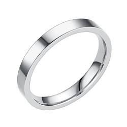 Echt Ringe Für Herren 3MM Edelstahl Massive Ringe Ehering Ringe Für Frauen Ringe Für Männer Glatte Ringe Geometrie Ringe Größe 6 13 D Ringe Für Hundeleine (Silver, 13) von Reepetty