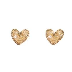 Edelstahl Ohrringe 2023 Art- und Weiseart-Gold überzogener -Zirkon-Champagne-Kristallliebes-Ohrringe für Frauen-Geschenk für ihr Valentinsgruß-Geschenk Ohrringe in Afrika Form (Gold-c, One Size) von Reepetty