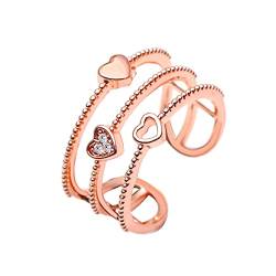 Ehepaar Ringe Juwelier-Ring Liebe offene Hohlring Temperatur Diamant dreischichtige Ringe Ringe Metall (Gold, One Size) von Reepetty