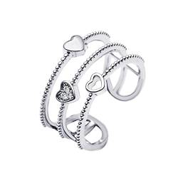 Ehepaar Ringe Juwelier-Ring Liebe offene Hohlring Temperatur Diamant dreischichtige Ringe Ringe Metall (Silver, One Size) von Reepetty