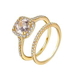 Eheringe Der Ringe Strass Ring 69 Goldene Stücke Zwei Hochzeitsschmuck Größe Weiß Damen Ringe Ringe Hand Ringe (Golden, 7) von Reepetty