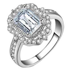 Geometrische Ringe Zirkonia Bling -Verlobungs-Ehering der Art- und Weisefrauen Ringe Set Damen (Silver, 10) von Reepetty