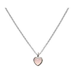 Halskette Endkappe Liebeskette Licht Luxus Design Sense Summer Sweet Pink Candy Herz Anhänger Cat Eye Clavicle Chain Rock Tennis Halskette (Silver-f, One Size) von Reepetty