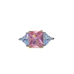 Mode-quadratischer Ring-Rosa-Zirkon-Öffnungs-justierbarer Ring Damen Ringe mit Zirkonia (Pink-7, One Size) von Reepetty