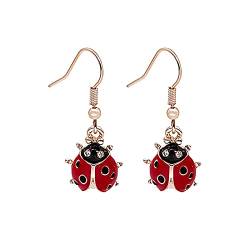 Ohrringe Damen Klassische Ohrringe Rote Tropfen-Ohrringe Niedliche Tier-Ohrringe Emaille-geölte Ohrringe Ohrringe Sonne Und Mond (Red #10, One Size) von Reepetty