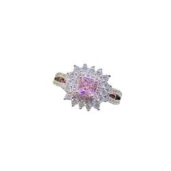 Reepetty Damen-Damenring Edelstahl Schmuck Hochzeit Verlobungsring Fancy Pink Diamond Verstellbarer Ring Halloween Rings (Gold-a, One Size) von Reepetty