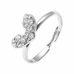 Reepetty Damen Echtschmuck Ring Edelstahl Schmuck Accessoires Verstellbarer Ring Verlobungsringe Mode zierliche Frauenringe Türklinken Ringe (Silver-6, One Size) von Reepetty