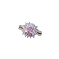 Reepetty Damenring Edelstahl Glasstein Schmuck Hochzeit Verlobungsring Fancy Pink Diamond Verstellbarer Ring O Ringe Sortiment (1-Gold, One Size) von Reepetty