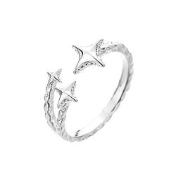 Reepetty Damenring Herz Das einfache und raffinierte Design des Sternrings ist für alle Gelegenheiten geeignet Zedernholz Ringe (Silver-5, A) von Reepetty