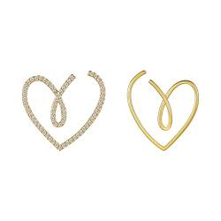 Reepetty Edelstahl Ohrringe Einfache asymmetrische Pfirsich-Herz-Ohrringe für Frauen-Metalldraht-handgemachte modische Kristall-Ohrring-Mode-Schmucksachen Ohrringe in Afrika Form (Gold-a, One Size) von Reepetty