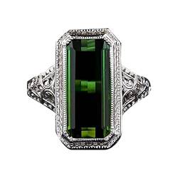 Reepetty Edelstein Eheringe Geburtstagsgeschenke Verlobung Damen Ring Vintage (4-Green, C) von Reepetty