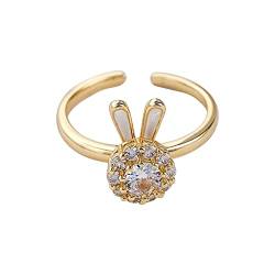 Reepetty Kaninchen-Ring-weiblicher Netter drehbarer Finger-Ring-Damen-niedlicher Ring-Kaninchen, der -Ring dreht Herz Ringe Frauen (c-Gold, One Size) von Reepetty