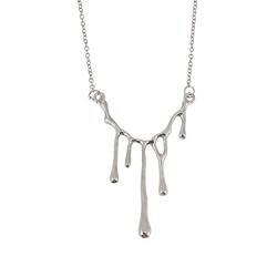 Reepetty Mehrschichtige Halskette Silber Wassertropfen Lava Halskette weibliche Hip Hop Pullover Kette mit Zubehör Halskette Verschluss (Silver-h, One Size) von Reepetty