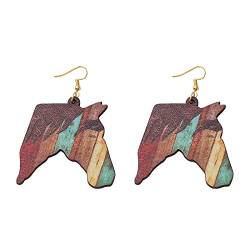Reepetty Texas Western Style Bunte Pferdekopf-Ohrringe Doppelseitige Ohrringe zum Tragen dekorativer Ohrstecker Mit Künstlichen Diamanten (Brown, One Size) von Reepetty