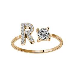 Reepetty Vintage Rings 26 Briefe Frauen modische Eröffnungsring mit Diamanten Der Ringe Merchandise (R, One Size) von Reepetty