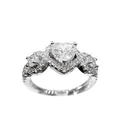 Ring für Damen Geschenke für Frauen Ringe zarte herzförmige Ring Mode kann Verstellbarer Ring Licht Luxus High Grade Ring Sein Silber Ringe Eheringe (6-Silver, One Size) von Reepetty