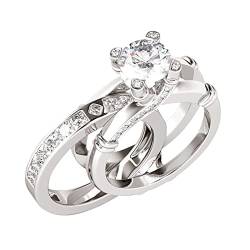 Ringe Aluminium 1 2 Kreativ-Ring Vielseitige Ring-Kombination mit Zirkonia-Einsatz und modischen Ringen Ringe Werfen Strand (Silver7, 7) von Reepetty