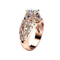 Ringe Für Zeigefinger Durchbrochene Luxusblumen aus edlem Roségold mit blauem -Damenringschmuck 4-Ringe (Gold, 10) von Reepetty