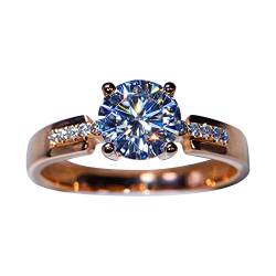 Ringe Keltisch Glänzender Ring der Frauen Zirkon-personalisierter Prinzessin-Verlobungsring Ringordner Schmal 2 Ringe (Rose Gold, 10) von Reepetty