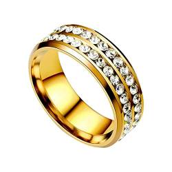 Ringe Reifen Stahl Doppel Ring Korean Style Fashion Edelstahl Paar Ring Ringe Cosplay (Gold, 6) von Reepetty