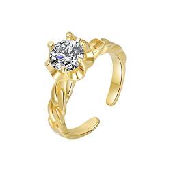 Verstellbarer Ring mit Diamanten für Damenmodeschmuck Beliebte Accessoires Herz Ringe Frauen (Gold-D, One Size) von Reepetty
