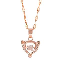 Wegbegleiter Anhänger Fee Stahl Kleine Halskette Ältere Weibliche Persönlichkeit Temperament Zirkon Mode Weibliche Schmuck Halskette Smart Little Anhänger Stahl Halskette (10-Rose Gold, One Size) von Reepetty