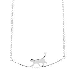 Wegbegleiter Anhänger Niedliche kletternde Katze Anhänger Halskette Schmuck Cool Fresh Schlüsselbein Kette Katze Halskette Senior weibliche Persönlichkeit Temperament Mode (2-Silver, One Size) von Reepetty