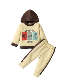 Refein Kinder Baby Junge Bekleidung Dinosaurier Langarm Kapuzenpullover Top Cuff Hosen Jogginganzug Kleinkind Outfit Set von Refein