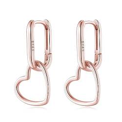 Reffeer 925 Sterling Silber Herz Ohrringe Creolen für Frauen Mädchen Minimalistische Creolen Huggie Ohrringe Tropfenohrringe (C-Rose Gold Plated) von Reffeer