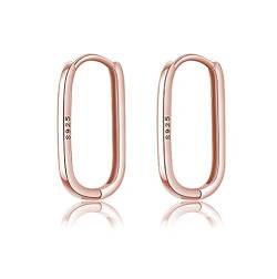 Reffeer U-Creolen Aus 925er Sterling Silber für Damen und Mädchen, Minimalistische Creolen, Huggie-Ohrringe (C-Rose Gold Plated) von Reffeer