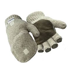 RefrigiWear Thinsulate-Handschuhe aus Ragg-Wolle, fingerlos, mit Wildleder-Handfläche (Braun, Größe L) von RefrigiWear