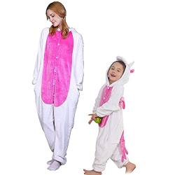 Einhorn Kostüm Pyjama Pegasus Onesie Overall für Männer, Frauen, Kinder Halloween Party Onsie Overall Nachthemd Nachtwäsche Rosa Einhorn S von Regenboghorn