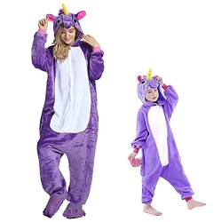 Regenboghorn Einhorn Kostüm Pyjama Pegasus Onesie Overall für Männer, Frauen, Kinder Halloween Party Onsie Overall Nachthemd Nachtwäsche Lila Pegasus S von Regenboghorn