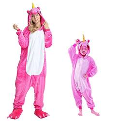 Regenboghorn Einhorn Kostüm Pyjama Pegasus Onesie Overall für Männer, Frauen, Kinder Halloween Party Onsie Overall Nachthemd Nachtwäsche Rosa Pegasus L von Regenboghorn