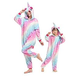 Regenboghorn Einhorn Kostüm Pyjama Pegasus Onesie Overall für Männer, Frauen, Kinder Halloween Party Onsie Overall Nachthemd Nachtwäsche Unverise M von Regenboghorn