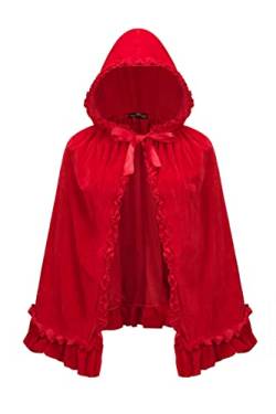 Regenboog Women Little Red Riding Hood Cape,Velvet Cloak Cape Costume for Girls,Halloween Christmas Costume,Cosplay,Fancy Cape,World Book Day,Fairy Tale,80cm/31.5inch von Regenboog