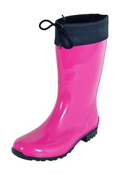 Regenliebe Damen Gummistiefel de Fieselregen Regenstiefel Langschaft, Farbe:fuchsia/dunkelblau, Größe:37 EU von Regenliebe