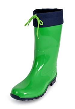 Regenliebe Damen Gummistiefel de Fieselregen Regenstiefel Langschaft, Farbe:hellgrün/dunkelblau, Größe:39 EU von Regenliebe