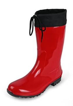 Regenliebe Damen Gummistiefel de Fieselregen Regenstiefel Langschaft, Farbe:rot, Größe:42 EU von Regenliebe