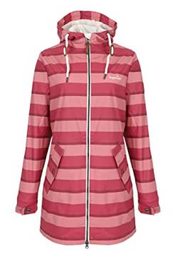 Regenliebe Damen Regenmantel Friesennerz gestreift beere wasserdichte Regenjacke winddichter Regenponcho mit Kapuze, Größe:44 von Regenliebe