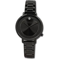 Regent Quarzuhr Regent Damen Armbanduhr Analog, Damenuhr Metallarmband schwarz, rundes Gehäuse, extra groß (ca. 35mm) von Regent