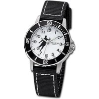 Regent Quarzuhr Regent Damen Armbanduhr Analog, Damenuhr Textilarmband schwarz, weiß, rundes Gehäuse, groß (ca. 32mm) von Regent