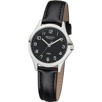 Regent Quarzuhr Regent Leder Damen Uhr 2112419 Analog, Damenuhr Lederarmband schwarz, rundes Gehäuse, klein (ca. 29mm) von Regent